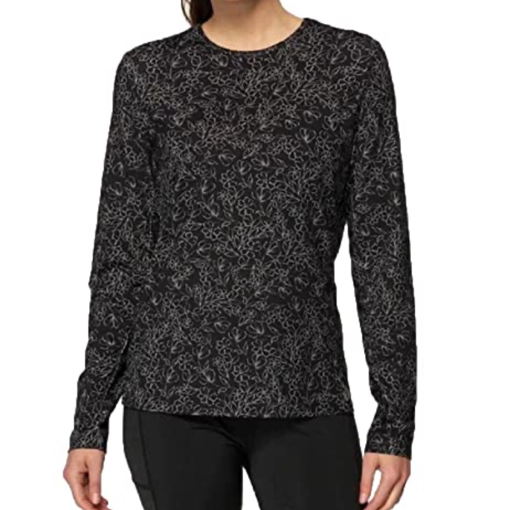 Hang Ten UPF 50+ Women's Black Floral Long Sleeve Quick Dry Sun Protection Top